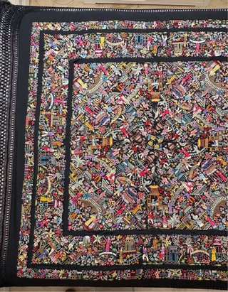 Mantón de Manila antiguo bordado cantonés