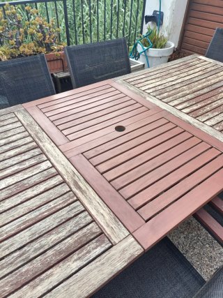 Mesa extensible y 6 sillas exterior