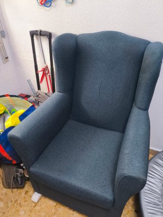 Sillón mecedora azul/blanco