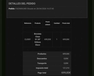 Bicicleta totalmente nueva Clean S1 20" 920mm