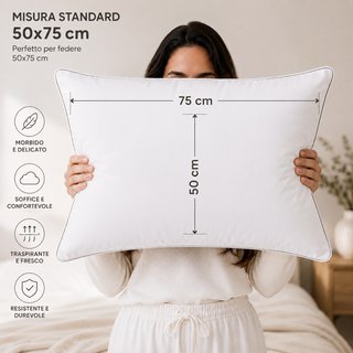 Cuscini Letto 50x75 cm Set 2 Imbottiti Morbidi