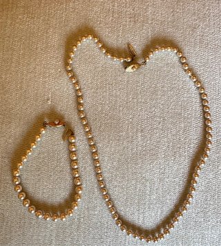 Conjunto gargantilla y collar perlas blancas