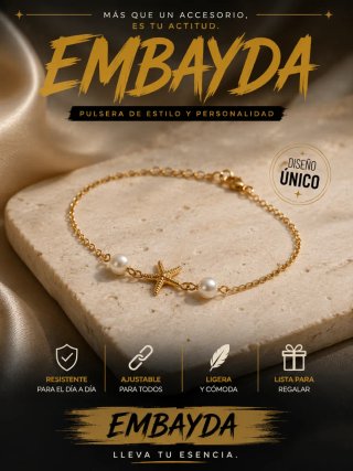 Pulsera dorada con perlas y estrella de mar