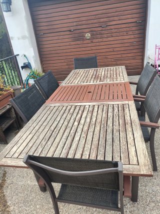 Mesa extensible y 6 sillas exterior