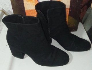 Botines ante negro tacón 38
