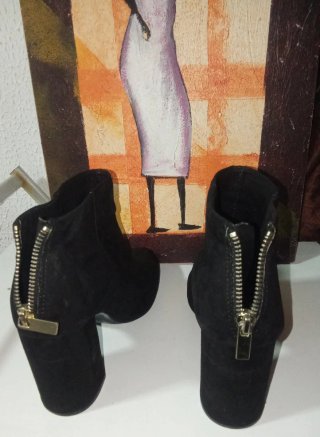 Botines ante negro tacón 38