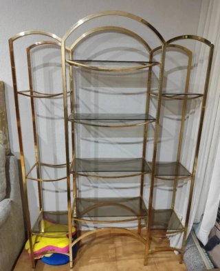 Estantería Vintage Metal y Cristal Dorada
