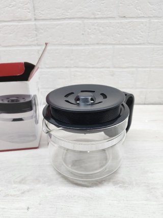 Jarra Cafetera Vidrio Tapa Negra