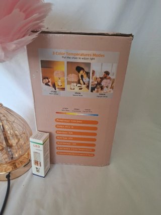 Lámpara de Mesa Rosa y Dorada
