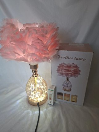 Lámpara de Mesa Rosa y Dorada