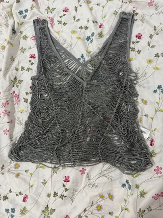 Top Zara abalorios plateado