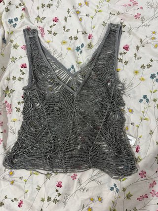 Top Zara abalorios plateado