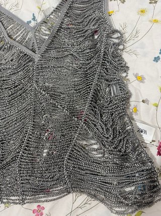 Top Zara abalorios plateado