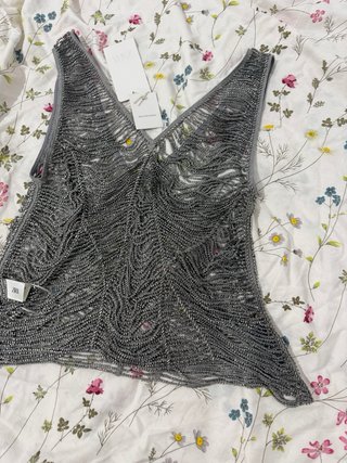 Top Zara abalorios plateado