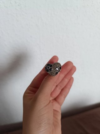 Anillo Corazón Plata Zafiros y Marquesitas
