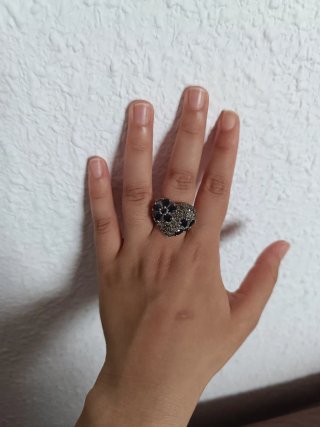 Anillo Corazón Plata Zafiros y Marquesitas
