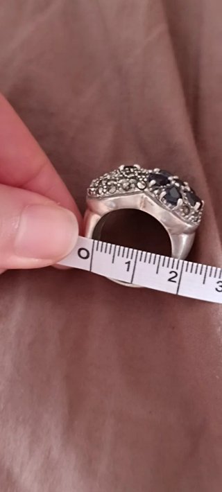 Anillo Corazón Plata Zafiros y Marquesitas