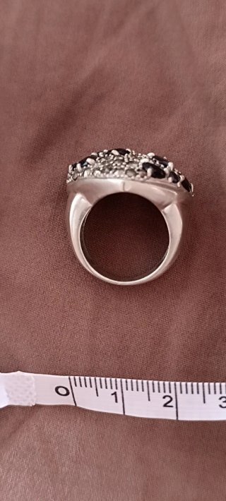 Anillo Corazón Plata Zafiros y Marquesitas