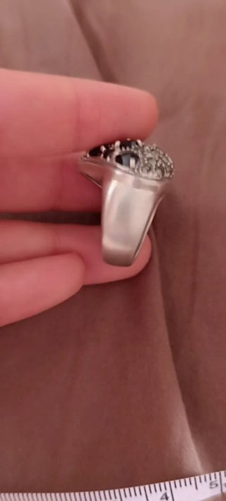 Anillo Corazón Plata Zafiros y Marquesitas