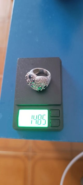 Anillo Corazón Plata Zafiros y Marquesitas