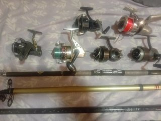 Lote cañas y carretes pesca