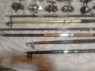 Lote cañas y carretes pesca