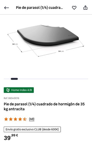 Sombrilla terraza 3x4m + 4 bases + funda