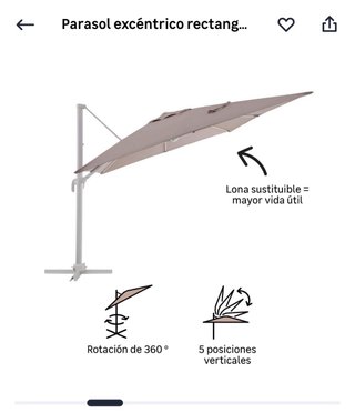 Sombrilla terraza 3x4m + 4 bases + funda