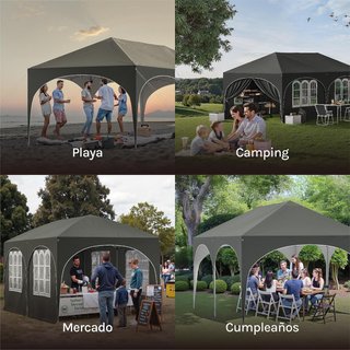 CARPA PLEGABLE 6X3 GRIS CON LATERALES-NUEVA