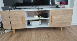 Mueble TV moderno blanco y madera