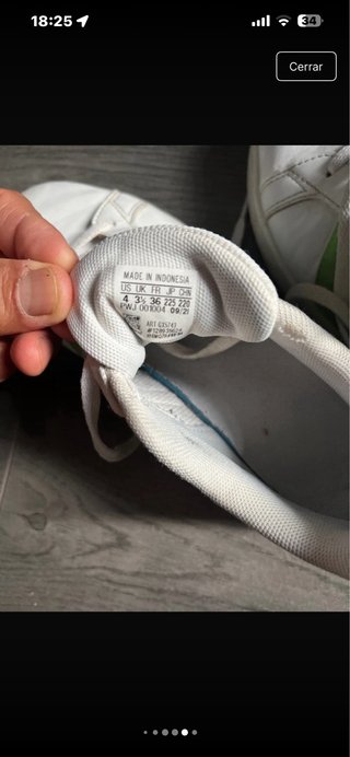 Zapatillas Adidas Blancas y Verdes Talla 36