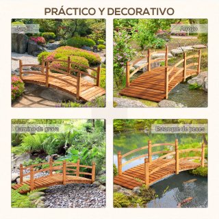 Puente de Madera Arco 185x72x58 cm