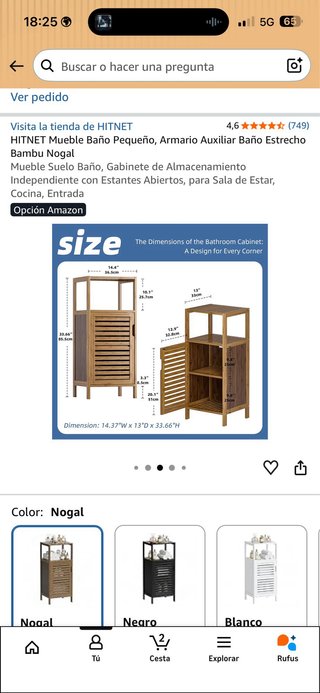 Mueble Auxiliar Baño Madera Estrecho
