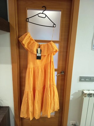 Vestido de fiesta V&L algodón naranja