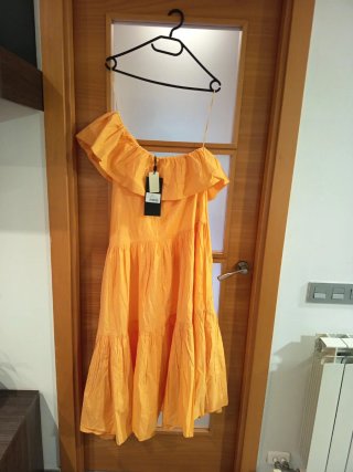 Vestido de fiesta V&L algodón naranja