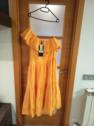 Vestido de fiesta V&L algodón naranja
