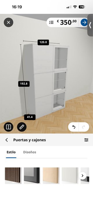 Mueble blanco con puertas y cristal
