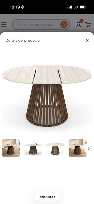 Mesa comedor mármol crema y nogal sin usar