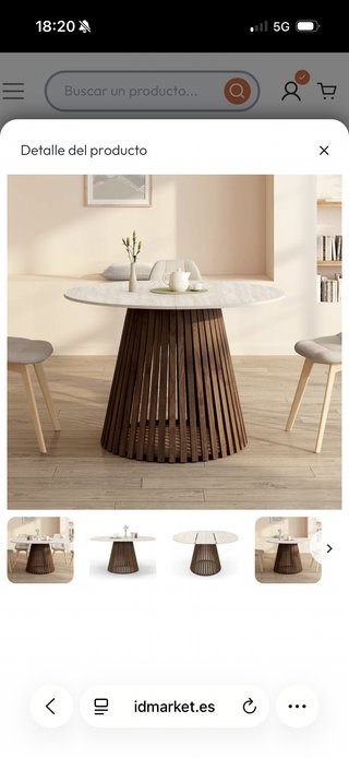 Mesa comedor mármol crema y nogal sin usar