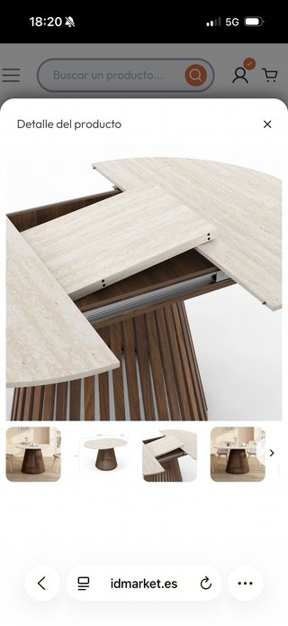 Mesa comedor mármol crema y nogal sin usar