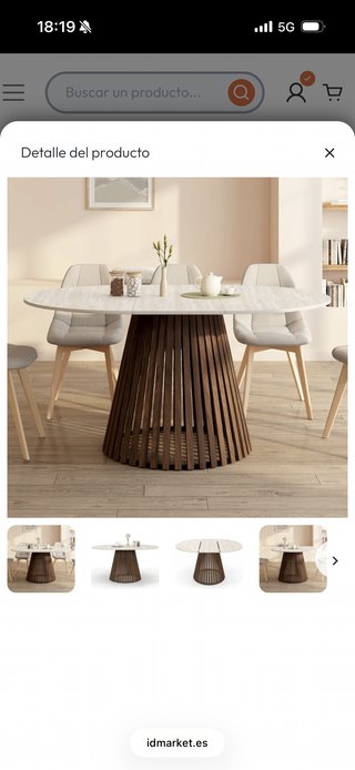Mesa comedor mármol crema y nogal sin usar