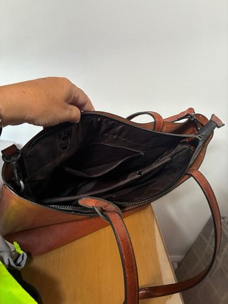 Bolso shopper piel sintética marrón