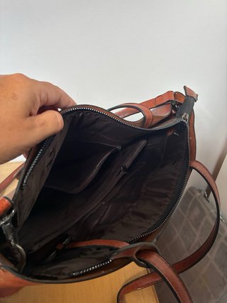 Bolso shopper piel sintética marrón