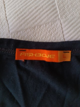 Camiseta tirantes Fishbone L negra con estampado