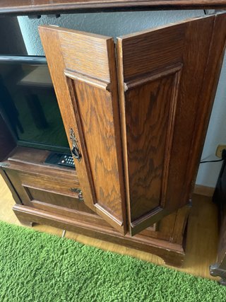 Mueble madera maciza: TV, bar, librería
