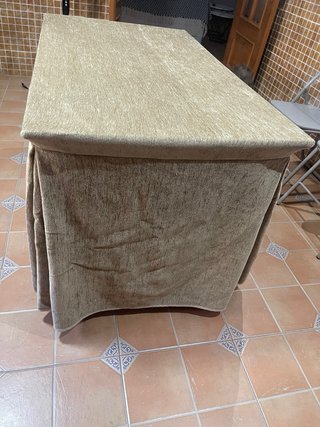 Mesa camilla cristal y tela beige