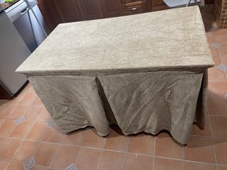 Mesa camilla cristal y tela beige