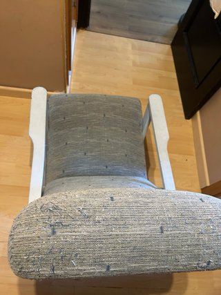 Sillón mecedora antiguo tela y madera