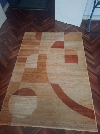Alfombra Lana Beige y Naranja 140x200