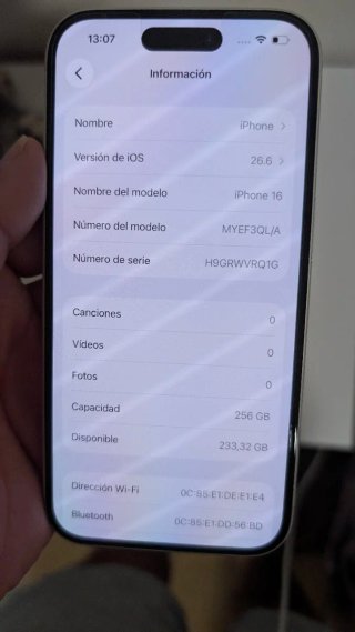 iPhone 16 256GB Blanco - Batería 100%